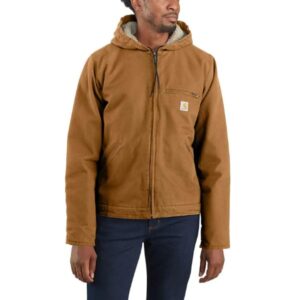 MEN'S CARHARTT RELAXED FIT WASHED DUCK SHERPA-LINED JACKET - 3 WARMEST RATING- 104392