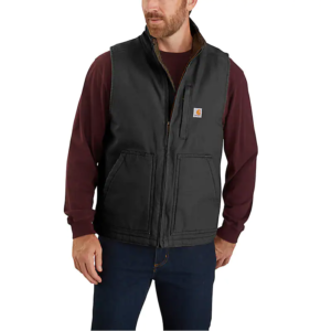 CARHARTT MEN'S LOOSE FIT WASHED DUCK SHERPA-LINED MOCK-NECK VEST-104277