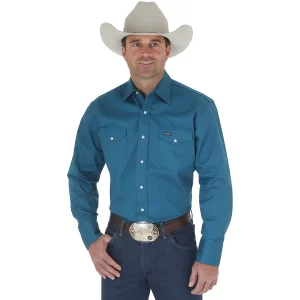 COWBOY CUT® FIRM FINISH LONG SLEEVE WESTERN SNAP SOLID WORK SHIRT IN DARK TEAL