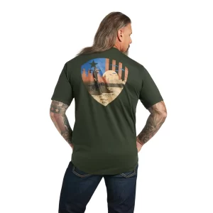 ARIAT REBAR WORKMAN FULL COVER SHORT SLEEVE SHIRT IN DEEP FOREST