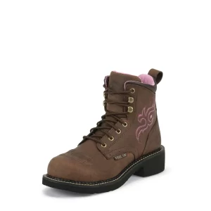 JUSTIN WOMEN'S STEEL TOE LACE UP BOOT