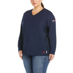ARIAT WOMEN'S FR  AC CREW TOP IN NAVY-10022698