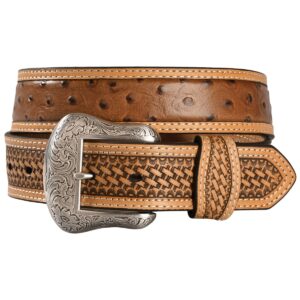 NOCONA MEN'S BASKETWEAVE OSTRICH PRINT LEATHER BELT - N24580153