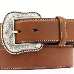 NOCONA MEN'S LEATHER SILVER BUCKLE BELT