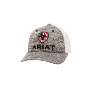 ARIAT FLEX SHIELD LOGO FLEX 110 BALL CAP HEATHER GRAY-A30005906