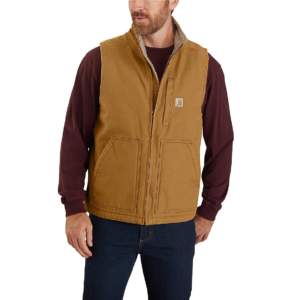 CARHARTT MEN'S RELAXED FIT DUCK SHERPA-LINED MOCK NECK VEST FR-104981