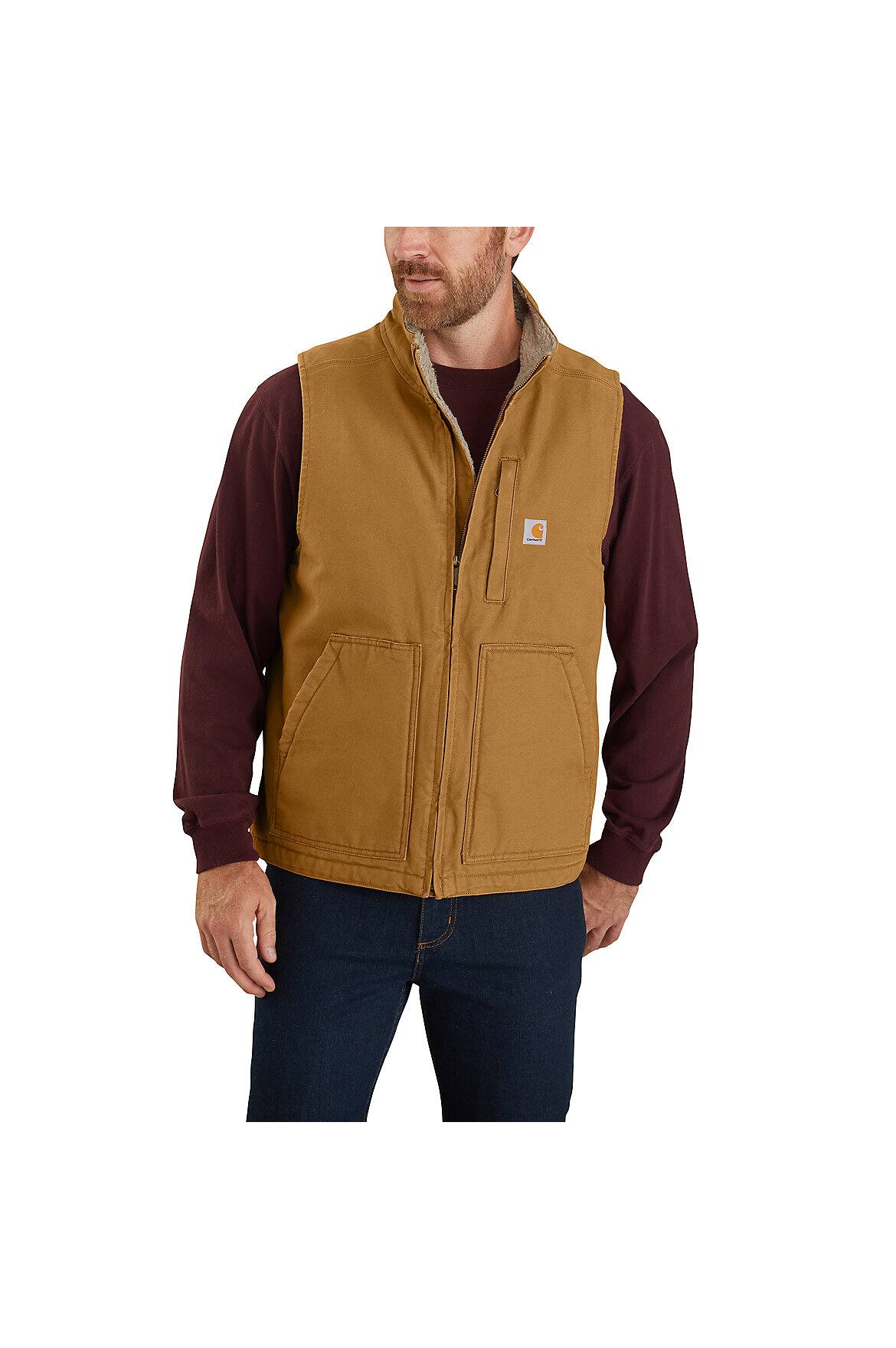 トップス Duck SHERPA-LINED VEST by Carhartt CARHARTT MEN'S RELAXED FIT DUCK SHERPA-LINED MOCK NECK VEST FR