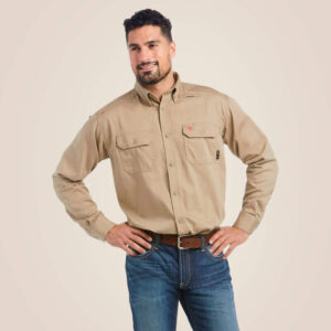 ARIAT MEN'S FR SOLID SNAP WORK LONG SLEEVE WORK SHIRT