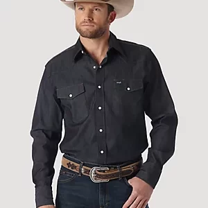 WRANGLER MEN'S PREM PERF ADV COMFORT COWBOY CUT LS SPREAD COLLAR SHIRT-MACW01D
