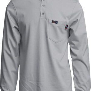 LAPCO MEN'S FR HENLEY TEE | 7OZ. 100% COTTON JERSEY KNIT | GRAY