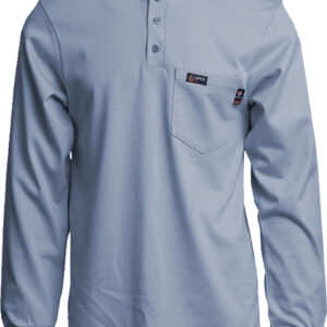 FR HENLEY TEE | 7OZ. 100% COTTON JERSEY KNIT | MEDIUM BLUE