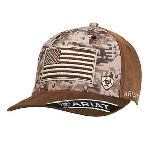 ARIAT MEN'S CAMO FRONT BASEBALL CAP-15094156