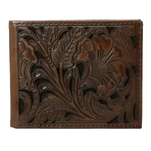ARIAT MEN'S FLORAL EMBOSSED BI=FOLD WALLET-A3533002