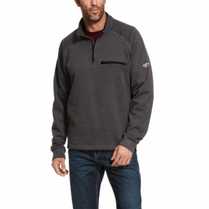 ARIAT MEN'S FR REV 1/4 ZIP TOP GREY PULLOVER  SWEATSHIRT- 10027924